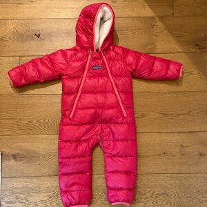 Patagonia baby full body snow suit pink built in gloves